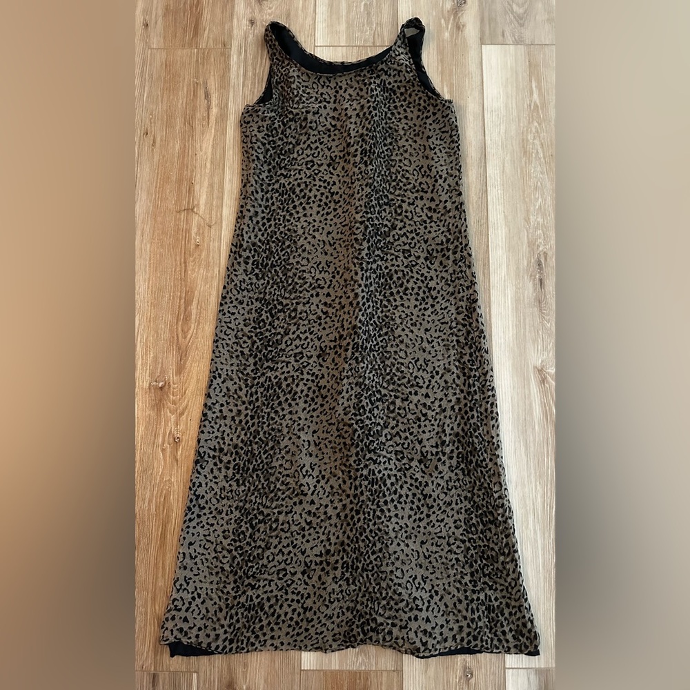 Bobbie B Silk Leopard Maxi Shift Dress M